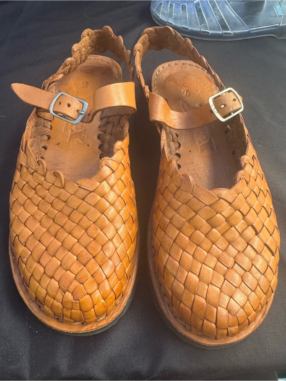 Kids Braided Leather Mary Jane Shoes - Tan